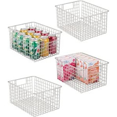 mDesign All Purpose Metal Wire Basket - The Flexible Storage Basket for Kitchen, Pantry etc - Universal Wire Basket with Handles - Pack of 4 - Matte Silver