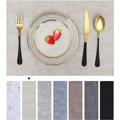 Homaxy Washable Placemats, Set of 4, Waterproof Place Mats, Wipe Clean Double-Sided Place Mats, Leather, Non-Slip Placemats, Beautiful Table Coasters, Beige