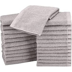 Amazon Basics Cotton Wash Cloths / Mini Hand Towels Set of 24 - Quick Drying, Fade Proof and Water Absorbent, 30L x 30W cm, Grey