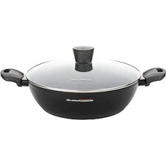 Florina Bono Low Saucepan 24 cm Induction, 2.5 L, Aluminium, Full Induction Base, Glass Lid, Non-Stick Coating, PFOA-Free Marble, Suitable for All Hobs, Vitro Ceramic, Electric, Gas