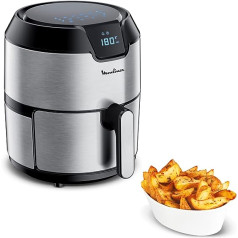 Moulinex Easy Fry Deluxe EZ401D bez eļļas nepiedegošais gaisa cepējs digitālais skārienekrāns 8 gatavošanas programmas veselīgas maltītes lietotne 125 receptes Tērauds 4,2L 6 cilvēki EZ401D