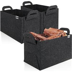 com-four® filca soma iepirkšanās veikšanai, avīžu plaukts, rotaļlieta vai pikniks pludmalē, lieljaudas biezs filcs, ideāls malkas maisiņš malkai, 03 gab., antracīts, 44 x 31 cm