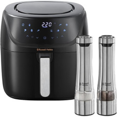 Komplekts: Russell Hobbs 23460-56 Hot Air Fryer XXL 8 L [7 gatavošanas funkcijas | 10 programmas] AirFryer 27170-56 un Rasels Hobss sāls un piparu dzirnaviņas elektriskās [2 komplekts]