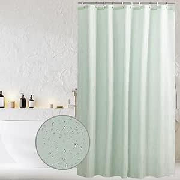 LOMUG Textile Shower Curtain, Shower Curtain Made of Polyester Fabric, Bath Curtain, Anti-Mould, Waterproof, Washable Shower Curtains for Shower, Bathtub Curtain with 8 Shower Curtain Rings, 180 x 200