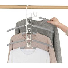 Clothes Hanger, Space Saving 5 in 1 Metal Clothes Rack, Non-Slip Stable EVA Sponge Multi-Purpose Hanger for Jackets, Coats, Jumpers, Trousers, T-Shirts