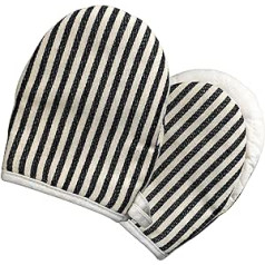 AMRAMI Oven Gloves Heat Resistant Oven Gloves Set Cotton for Cooking and Baking, 2 Oven Gloves, Washable (Striped Black/White)