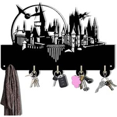 Harry Key Hook Decor Gifts Key Board Black, Hook Rack Self-Adhesive with 5 Hooks, Wall Mounted Key Holder for Wall, Entrance and Kitchen (6)