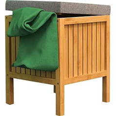 EISL BMBA02-WKBH Bambusa vannas istabas krēsls ar veļas šķērsli, veļas krēsls ar sēdekli, vannas istabas ķebļa koka, vannas istabas mēbeles sēdēšanai, gaiši brūns, (P x A x D): apm. 39 x 52 x 39 cm