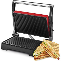 Ufesa kontaktgrils un sviestmaižu tosteris XXL, piemērots visu izmēru grauzdiņiem, steiku un panini grilam, nepiedegoša sviestmaižu cepšanas iekārta, elektriskais grils, viegli tīrāms, izolēti rokturi, 1000 W, PR1000