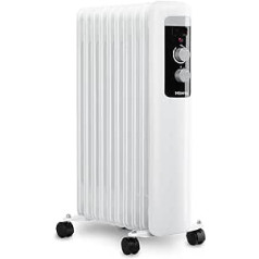 H.Koenig WARM90 Oil Bath Heater Electric Mobile 9 Heating Elements, Low Consumption, Adjustable Thermostat, Overheating Protection, Auto Shut-Off, 2000W