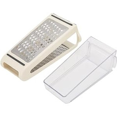 Cheese Grater, Double-Sided, Removable Container Made of ABS PS Material and Handles Made of PS Material Grater with a Transparent Container for Cheese, Vegetables, Garlic and Ginger