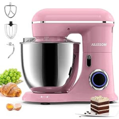 AILESSOM Professional 3-in-1 virtuves kombains, mīcīšanas mašīna ar 6,5 QT bļodu, kluss mikseris, 3 maisīšanas piederumi un aizsargs pret šļakatām, 11 ātrumi (660 W)