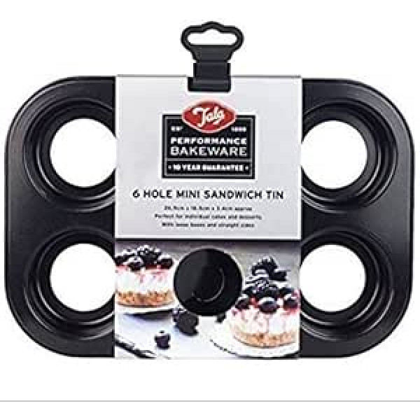 Tala Performance Mini-Schichtkuchenform, 6 Löcher, zaudētājs Boden, Karbonstahl von professioneller Stärke mit Eclipse-Antihaftbeschichtung, perfekts für individuelle Kuchen und Käsekuchen