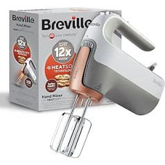 Breville HeatSoft elektriskais rokas blenderis | Uzsilda sviestu labākiem rezultātiem | 7 ātrumu rokas suka | Iekļauts putotājs, āmuri, mīklas āķis un uzglabāšanas kaste [VFM021]