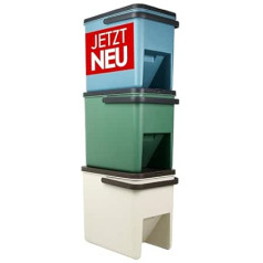 Cookery® atkritumu šķirošanas sistēma 3 nodalījumi (25 L) | Virtuves atkritumu tvertne 3 nodalījumi | Organisko atkritumu tvertnes otrreizējās pārstrādes sistēmas depozīta tvertne Suņu barības uzglabāšana Suņu barības tvertne (zila, zaļa, pelēka)