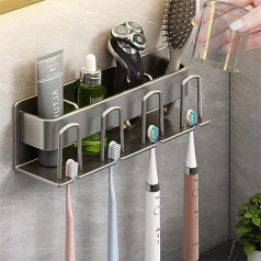 Melairy Electric Toothbrush Holder, Wall Toothbrush Holder, Self-Adhesive, No Drilling, for Bathroom, Space Aluminium, Manual Toothbrush, Toothpaste, Cups Storage