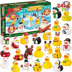 JOYIN Adventes kalendārs 2022 ar rotaļu pīli 24 dienām Ziemassvētku laika atskaite ar 24 gumijas pīlēm bērniem, zēniem, meitenēm, dāvanas Ziemassvētku kalendārs