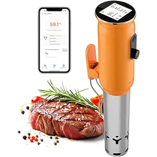 INKBIRD WiFi Sous Vide Garer ISV-101W, 1000 vatu Sous Vide, 3D ūdens cirkulācijas apkure, Sous Vide stienis ar lietotņu iepriekš iestatītām izvēlnēm, pavārgrāmatas funkcija, iepriekšējs trauksmes signāls vārīšanās beigās