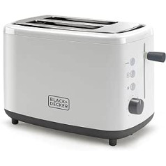 Black + Decker BXTO820E - Toaster 820W. 2 Wide Toast Slots. 7 Roasting Levels. Automatic Bread Centring. White