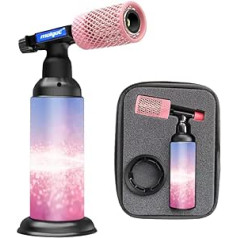 HOSECES Butane Lighter, with Anti Burn Stainless Steel Protective Case, Refillable, Butane Burner, Adjustable Flame Guard (Gas Not Included) (Pink Stainless Steel)