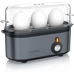 Arendo - Threecook Stainless Steel Egg Cooker - Egg Cooker - One Off Switch - Selectable Hardness - 210 W - 1-3 Eggs - GS - BPA Free