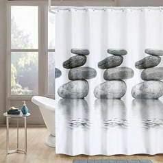 Alvinlite Stone Shower Curtain Polyester Fabric Shower Curtain Decorative Bathroom Curtain with Hanging Hook for Bathroom Window (M)