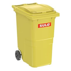 360 L tvertne SULO, atkritumu tvertne ar vāku, ritenīša tvertne, pārstrāde, sadzīves atkritumu konteiners, dzeltens (22155)