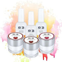 Nd24 Naildesign Premium Bundle Коллекция красных базовых гелей для отмачивания Резиновая основа Верхнее покрытие и средство для снятия крема — Высокоп