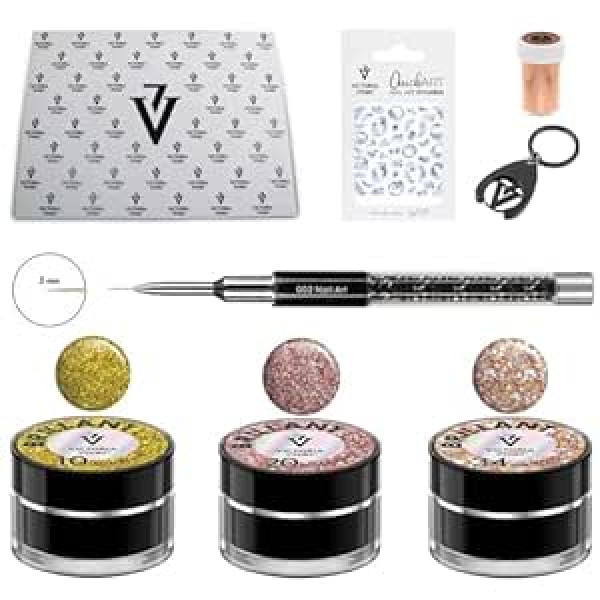 ‎Generic Nail Art Complete Set - Victoria Vynn Glitter Gel, Nail Art Brush, Silicone Pad, Transfer Foil & Nail Stickers - Creative Design for Home