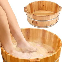 Wooden Foot Bath Bucket Pedicure Bowl Foot Bath Massage Pedicure Barrels Solid Wood Foot Tub for Soaking Feet Seamless Connection (1 Piece)