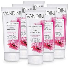 Vandini Nutri Women's Hand Cream with Peony Blossom & Argan Oil - Крем для рук для сухой кожи - Веганский крем для рук для женщин без силиконов, парабенов и минерального 