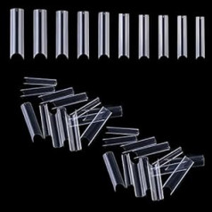 Wvrly 500 Pieces Extra Long Nail Tips C Curve Nail Tips Square Conical Nail Tips French Nail Tips 10 Sizes Half Cover False Nail Tips for Nail Salons DIY Nail