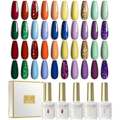 Rosalind UV nagu laku komplekts Glitter 20 Colors Shellac Nagu lakas sākuma komplekts Color Gel for Gel Nails UV LED Soak Off Gēla nagu laku komplekts Valentīna dienai