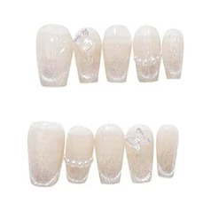 Xbemkste Pure Handmade Easy Wear Nails Atkārtoti lietojami nagu plāksteri un nagu līme 2ml Clear Nails Short (A, A)