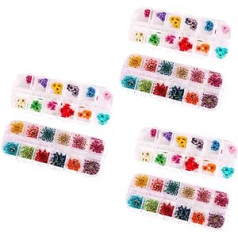 Beavorty 6 Boxes 12 Nail Art Accessories 3D Flower Nail Art Dried Flowers for Nail Art Manicure