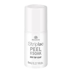 Alessandro Striplac Peel vai Soak Top Coat - LED virskārta ideāli spīdīgam krāsas pārklājumam - Aizsargā un noblīvē līdz 3 nedēļām - 1 x 8 ml