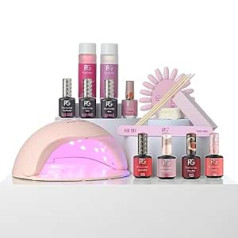 Pink Gellac Rozā želejas nagu komplekts Gel Nails sākuma komplekts - Premium Elegant Gel Nails sākuma komplekts ar LED lampu 15 ml - UV nagu laka - UV želejas komplekts 14 Days Beautiful Nails - Shellac Starter Set - Gel Nails Set