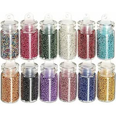 12 Bottles Nail Art Mini Beads 3D Caviar Beads for Nail Art Decoration Makeup Decoration DIY Craft Nail Beads Caviar
