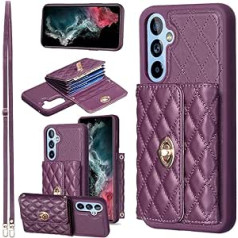 Vqwq Leather Wallet Case for Samsung Galaxy A54 5G - for hanging Card Slot Metal Stand Magnetic Flip Case Shockproof Protective Wallet Case for Samsung Galaxy A54 5G [21] -Pueple