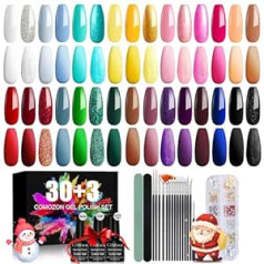 Comozon UV Nail Gel Polish, Colour Gel, for Gel Nails, Set for Nails, 36 Colours, Beginners, Glitter (30 Colours)