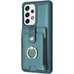 Vqwq ādas maka futrālis Samsung Galaxy A54 5G — karšu slots, atverams triecienizturīgs aizsargmaciņš 360° rotējošs metāla gredzens, kickstand ādas maka futrālisSamsung Galaxy A54 5G [27] — zaļš