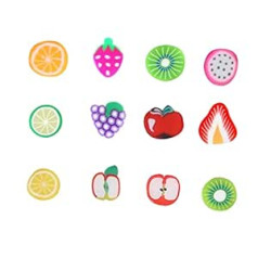 Frcolor 2400gab 12 Fruit Slime Cut Nail Art Aksesuāri Sveķu Kuloni Pogas Augļi Nail Art Augļu šķēles Manikīrs Augļu šķēles Ziedi Rotā Dekorācijas