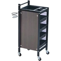 5-Tier Hairdressing Salon Service Trolley, Rolling Hair Tool Trolley with 4 Trays & Hair Dryer Stand, 36×32×85cm (Colour: Black)