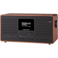 REVO SuperConnect Stereo interneta radio / DAB+ digitālais radio (30 vati, stereo radio, internets, WLAN, DAB/DAB+/FM, Spotify, Amazon Music, Napster un daudz kas cits, dizaina radio) Valriekstu melns