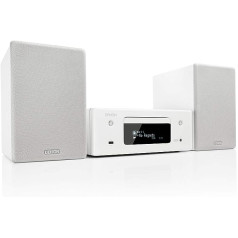 Denon CEOL N-10 kompaktā sistēma, HiFi pastiprinātājs, CD atskaņotājs, interneta radio, mūzikas straumēšana, HEOS Multiroom, Bluetooth & WLAN, AirPlay 2, saderīgs ar Alexa, 2 optiskās TV ieejas, ar skaļruni, balts