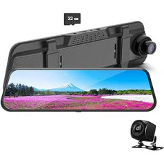 Spiegel Dual Dash Cam, FHD Rückspiegel kamera Smart Driving Assistant ar 10 Zoll IPS pilna skārienekrāna priekšējo un aizmugurējo kameru ar Einparkhilfe Bewegungserkennung