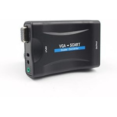 Diyeeni VGA to SCART Converter, VGA to SCART Video Audio Adapter with VGA Cable, Remote Control, for NTSC, PAL, SECAM Standard TV Formats Input