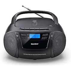 Karcher RR 5045 pārnēsājams CD radio Boombox ar CD atskaņotāju, kaseti, FM radio, barošanu no tīkla, USB un AUX ieeju, melns