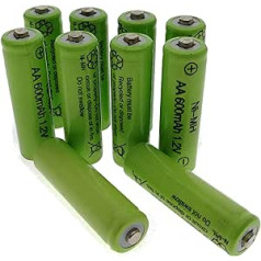 Ni-MH AA akumulatori 600 mAh 1,2 V saules spuldzēm Uzlādējami 1000 AA 10 Trango iepakojumi