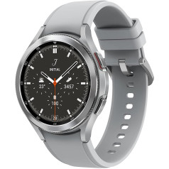 Samsung Galaxy Watch4 Classic, apaļš Bluetooth viedpulkstenis, Wear OS, rotējošs rāmis, fitnesa pulkstenis, fitnesa izsekotājs, 46 mm, sudrabs